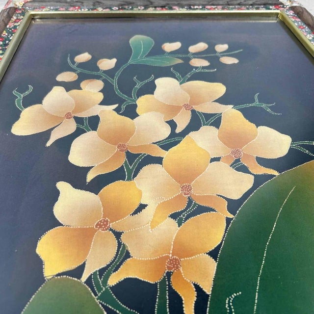 Yūzen Flower Decoration on Silk, Japan, 1950s For Sale - Image 10 of 14