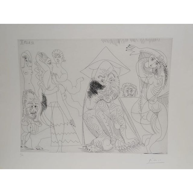 Pablo Picasso, Man in a Tonkin Hat Pondering the Love Affairs of Elderly Gentlemen, 1968, Etching For Sale - Image 6 of 6