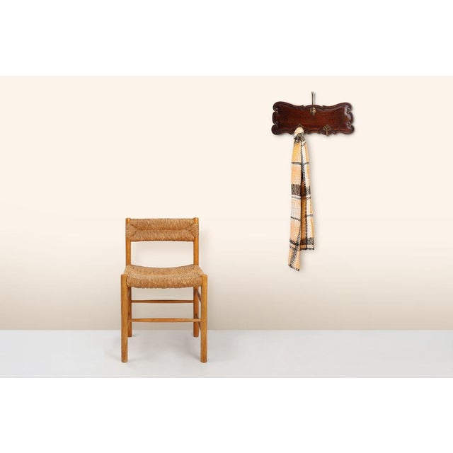 Wood Art Nouveau Style Coat Rack in Oak with Brass Hooks, 1915 For Sale - Image 7 of 11