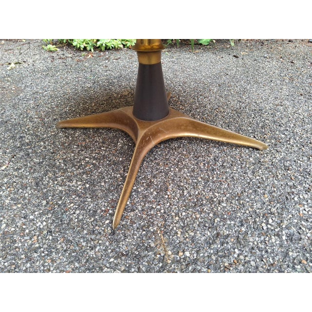 Mid-Century Modern Coffee Table in Brass and Wood with Alabaster Top in the style of Melchiorre Bega for Melchiorre Bega, 1950s For Sale - Image 3 of 12