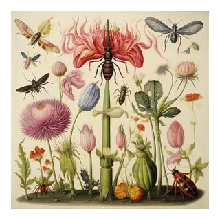Insects and Flowers – Natural History Fine Art Print For Sale