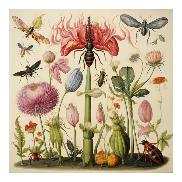 Insects and Flowers – Natural History Fine Art Print For Sale