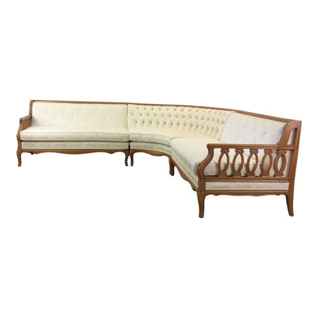 Mid Century Modern Three Piece Sectional Sofa With Vintage Tufted Upholstery For Sale