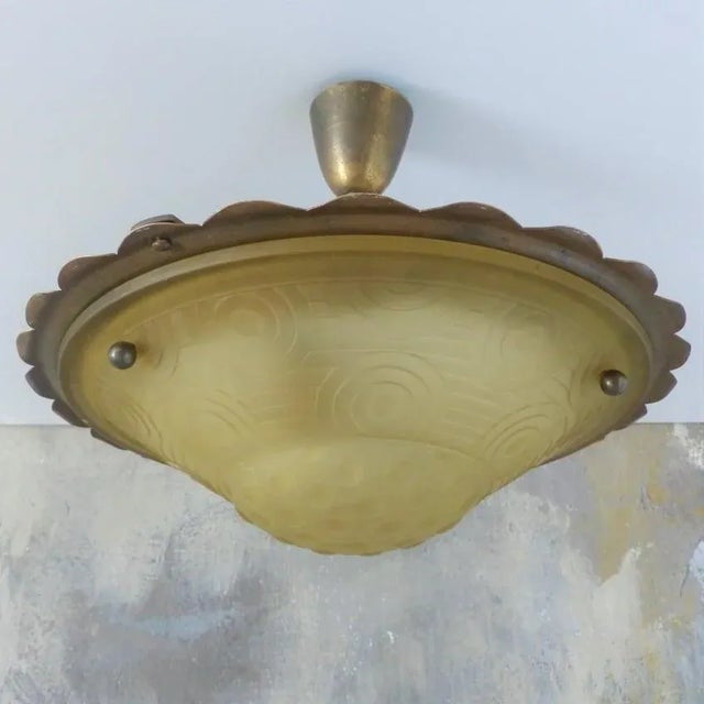 Art Deco Glass Ceiling Lamp, 1930s For Sale - Image 6 of 15