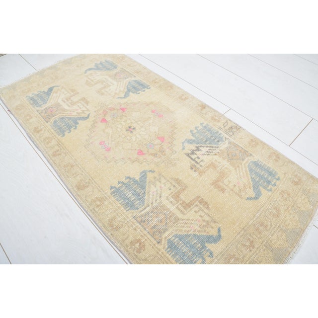 Mid 20th Century Turkish Boho Floor Accent Rug For Sale - Image 4 of 5