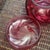 Fenton Cranberry Covered Glass Box circa 1940. This box is done in the Wave Crest style and is large.