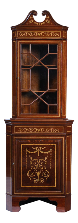 Edwardian Corner Display Cabinet, England, 1900