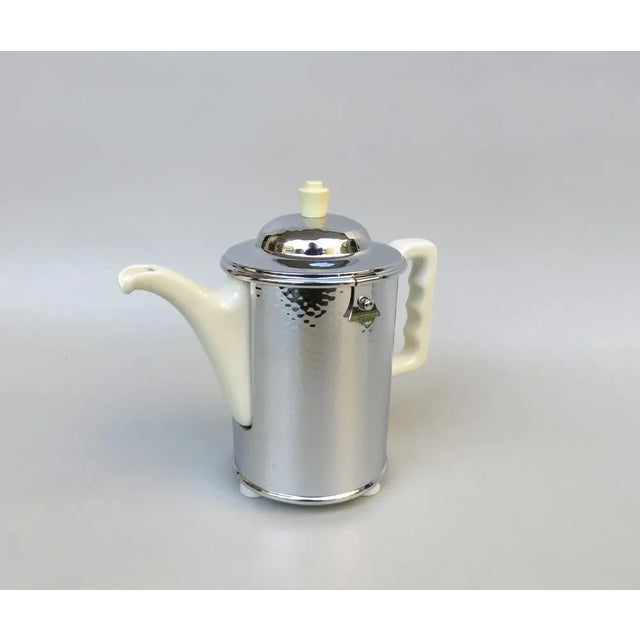 Metal Coffee Making Set in Chrome-Plated Metal & Porcelain, 1950s, Set of 4 For Sale - Image 7 of 18