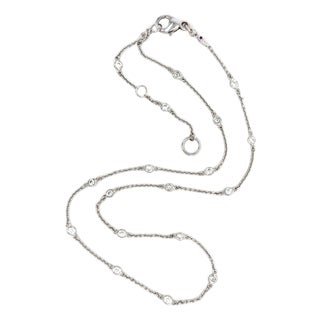 Roberto Coin, 18k White Gold and Diamond Station Necklace For Sale