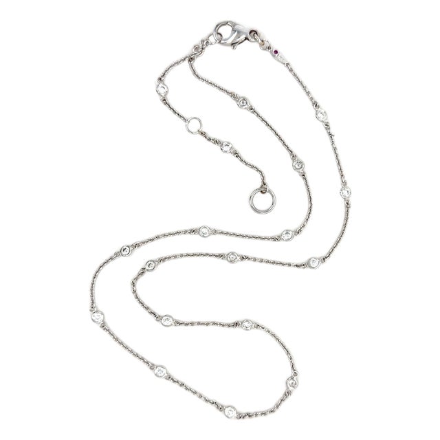 Roberto Coin, 18k White Gold and Diamond Station Necklace For Sale