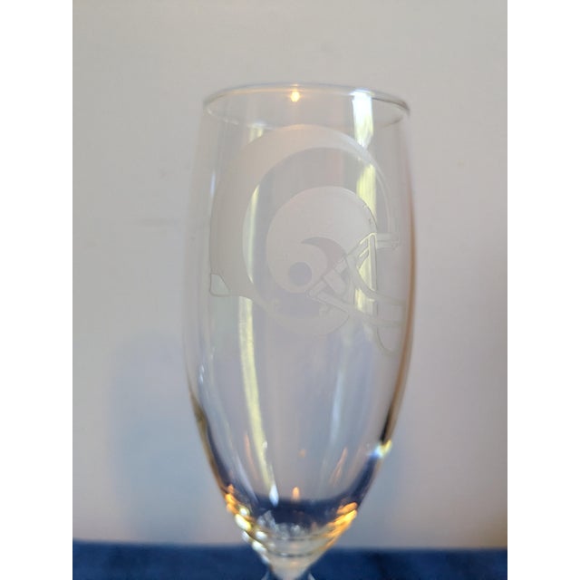 Vintage St. Louis Rams 2000 Super Bowl Era Champagne Flutes - A Pair For Sale - Image 4 of 11