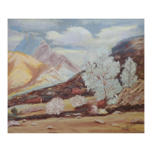 1980 Impressionist Mountain Desert Landscape Painting
