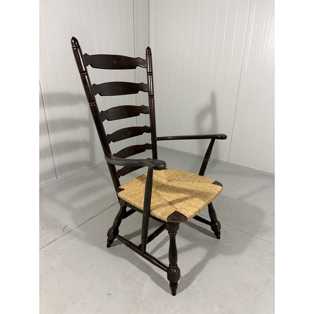 Brown Brutalist Rustic High Ladder Back Armchair, 1960s For Sale - Image 8 of 18