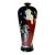 Vintage 23 In. Tall Black Porcelain Palace Vase Lady Courtesan in Enamel Relief For Sale