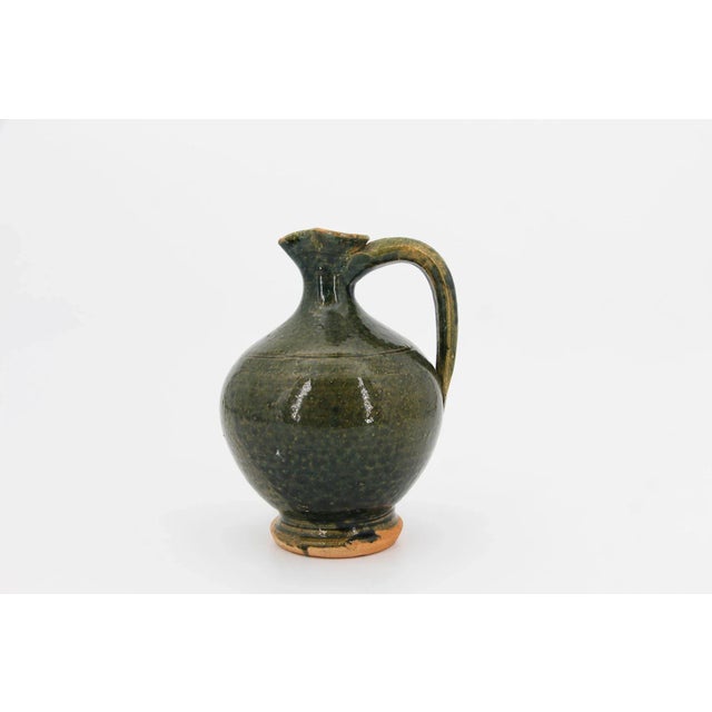 Rustic European Rare 19th Century, Small Green Portuguese Earthenware Jug With Handle For Sale - Image 3 of 12