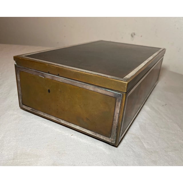 Share Large Antique Heintz Art Metal Bronze Sterling Silver Cigar Humidor Box 4089 For Sale In New York - Image 6 of 13