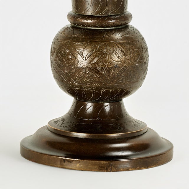 Metal Antique Moroccan Pierced Brass Table Lamp For Sale - Image 7 of 11