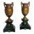 Antique Late 19th C. French Napoleon Ill Bronze Urn With Grecian Statuary on Stone Pedestal, Malachite Insets & Incised Gilt String-Work- a Pair. For Sale