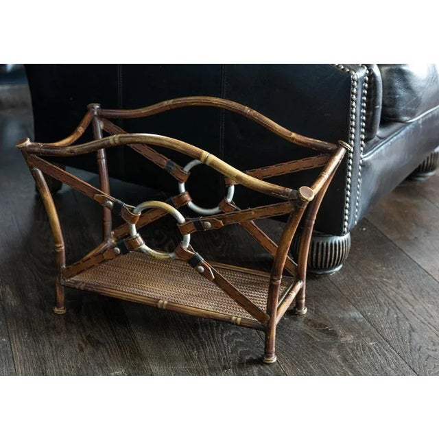 Brown Magazine Rack in the Style of Jacques Adnet, Mid 20th Century For Sale - Image 8 of 9