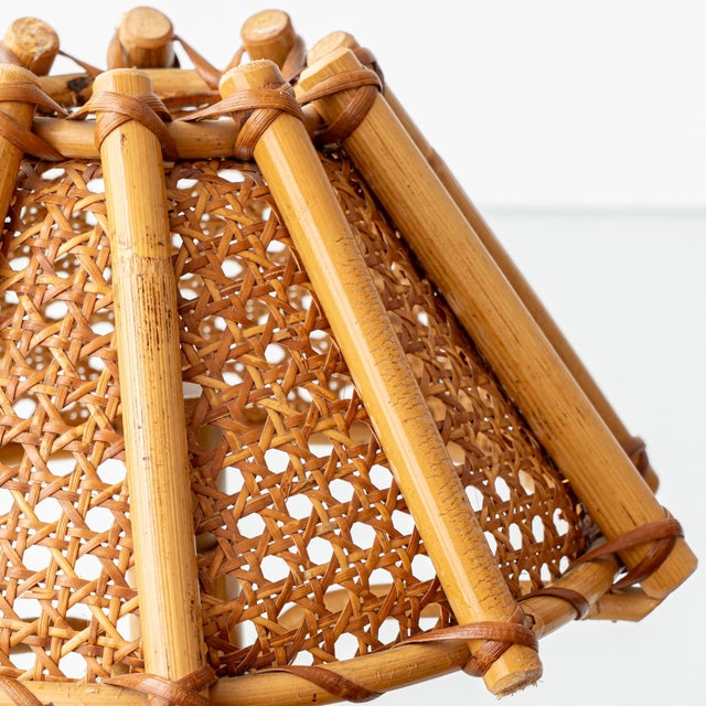 Wood Vintage French Riviera Rattan Table Lamps in the style of Louis Sognot, 1960s, Set of 2 For Sale - Image 7 of 12