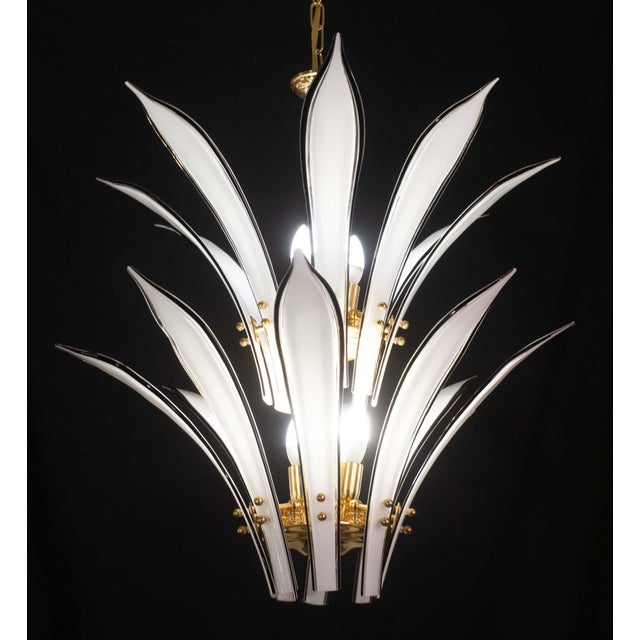 Metal Vistosi "Palms" Murano Glass Style Chandelier, 1970 For Sale - Image 7 of 12