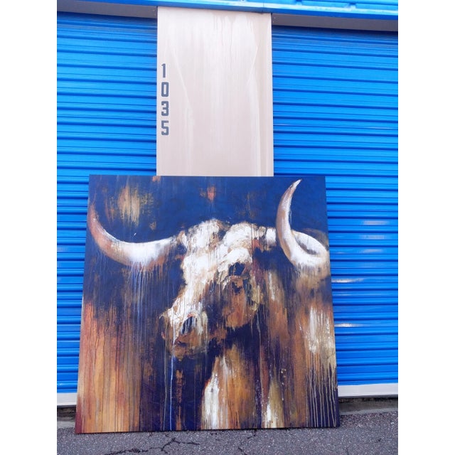 Framed Bull Painting -Bull art - Bull Print - Fine Art - from original oil painting 50 by 50(inches)