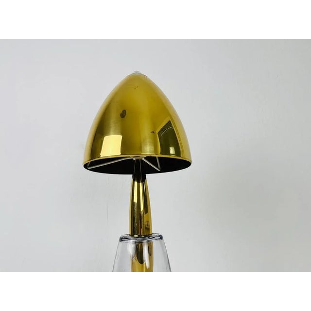 Glass Table Lamp with Brass Shade, 1960s For Sale - Image 6 of 12