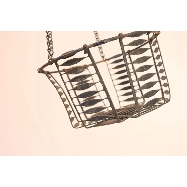 Metal Antique American Primitive Hanging Wire Egg Basket / Planter For Sale - Image 7 of 18