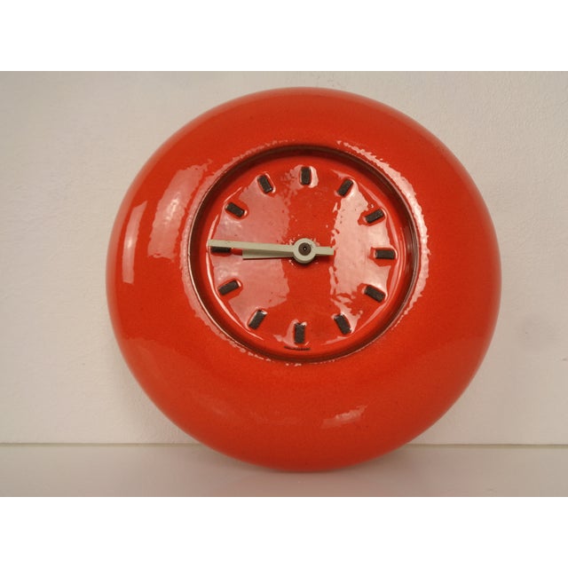 Orange Pop Art Ceramic Wall Clock, 1970s For Sale - Image 3 of 16