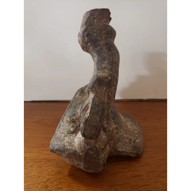 Chinese Circa 1880 Chinese Earthenware Clay Musician Playing Guqin Figure Folk Sculpture (Qing Dynasty) For Sale - Image 3 of 6