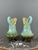 20th Century Art Nouveau Glazed Ceramic Vases with Floral Decoration, Set of 2 For Sale - Image 5 of 10