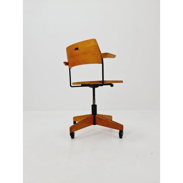 Bauhaus Swivel Office Armchair in Wood from Stollgiroflex 1960s For Sale - Image 6 of 11