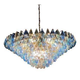 Sapphire Color Poliedri Murano Glass Ceiling Light or Chandelier For Sale