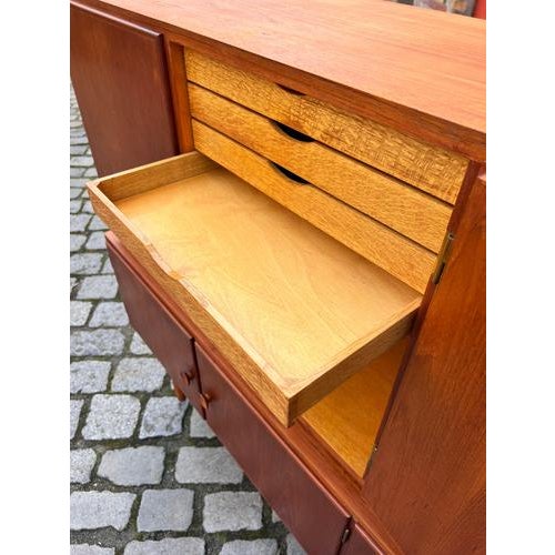 Wood Teak Highboard with Round Handles For Sale - Image 7 of 11