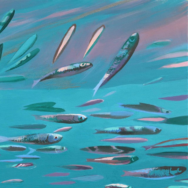 Figurative Stronger Together - Abstract Figurative Ocean Swimming Still Life Oil Panting Original Artwork by Michelle Fillmore For Sale - Image 3 of 9