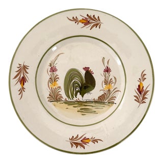 French Country Hand-Painted Rooster Plate For Sale