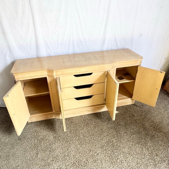 American Vintage “Corinthian” Burlwood Credenza by Drexel Heritage For Sale - Image 3 of 10