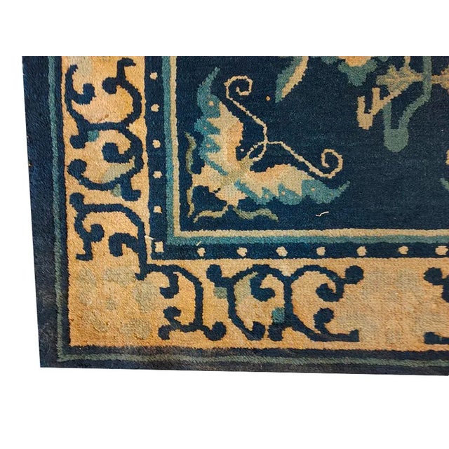 Textile Superb Navy Background Color With Geometric Design Antique Chinese Peking Rug For Sale - Image 7 of 9