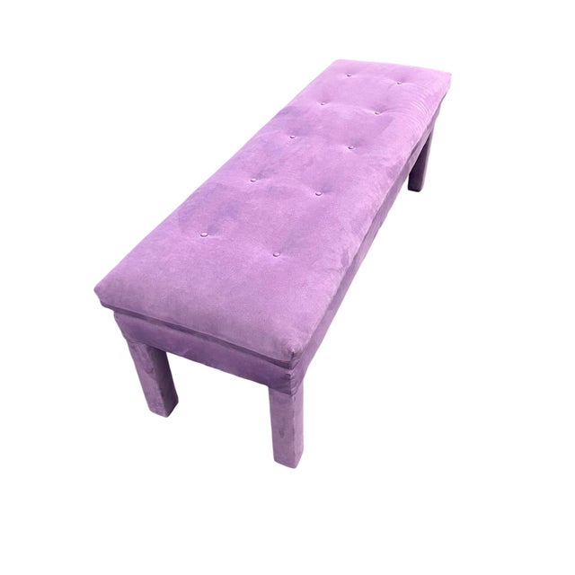 1980s 1980s Vintage Purple Upholstered Parsons Bench For Sale - Image 5 of 12
