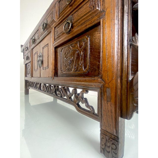 Antique Chinese Elmwood Altar Coffer with Foliage-Carved Spandrels For Sale - Image 17 of 18