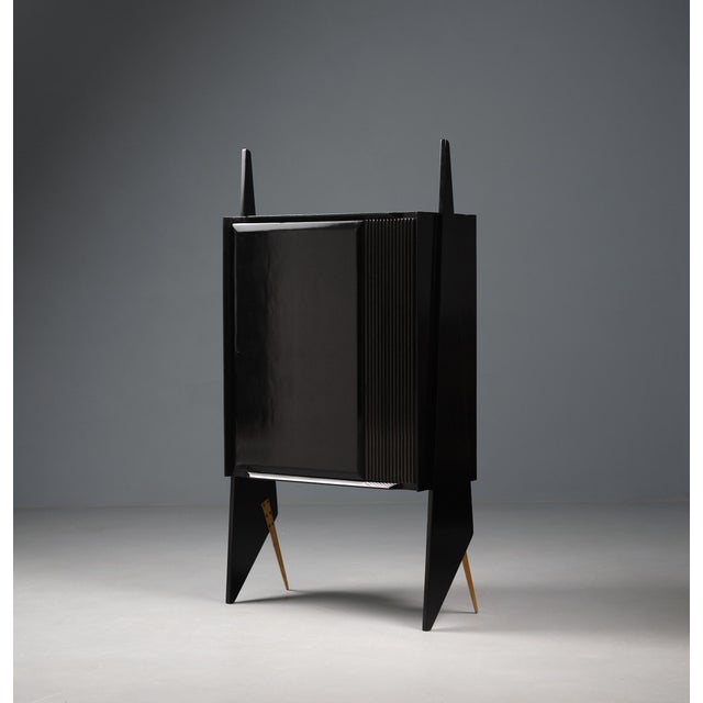 Vintage Italian Black Highboard, 1950s For Sale - Image 10 of 10