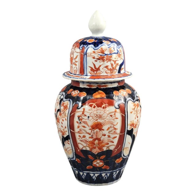 Japanese Imari Porcelain Ginger Jar with Lid For Sale - Image 4 of 11