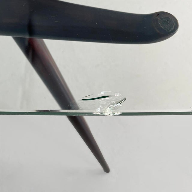 Brown Mid-Century Modern Italian Disassemblable Coffee Table in Wood and Glass, 1950s For Sale - Image 8 of 14