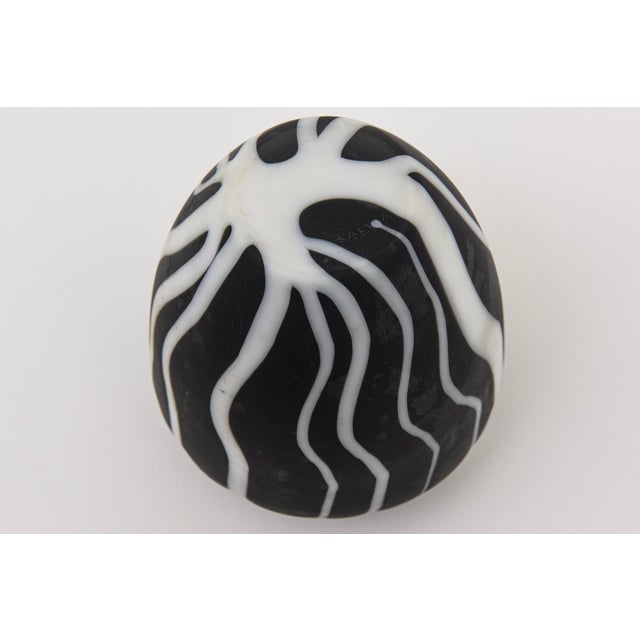 Black 1980's Murano Salviati Optical Glass Object Sculpture, Black and White Striped, Italy For Sale - Image 8 of 9