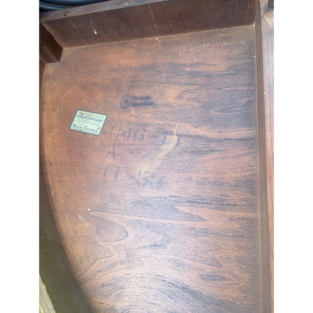 1940s Round Mahogany Folding Table With Bra Dish in the Middle For Sale In Las Vegas - Image 6 of 6