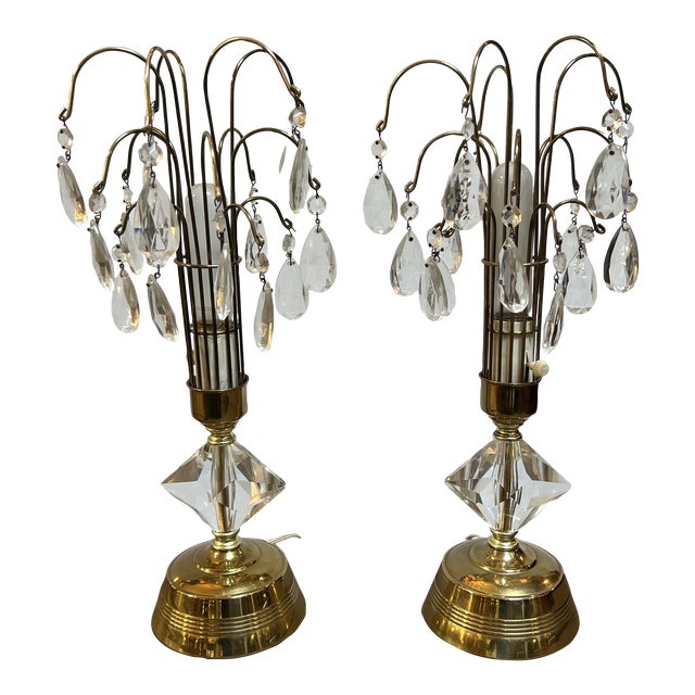 Vintage Crystal Waterfall Table Lamps, a Pair Chairish