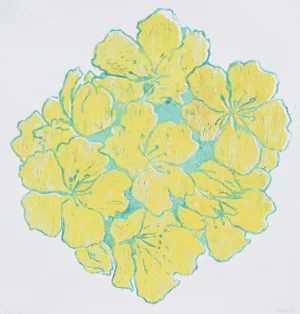 One of a Kind Woodblock Print "First Blooms of Spring" by Michelle Farro
