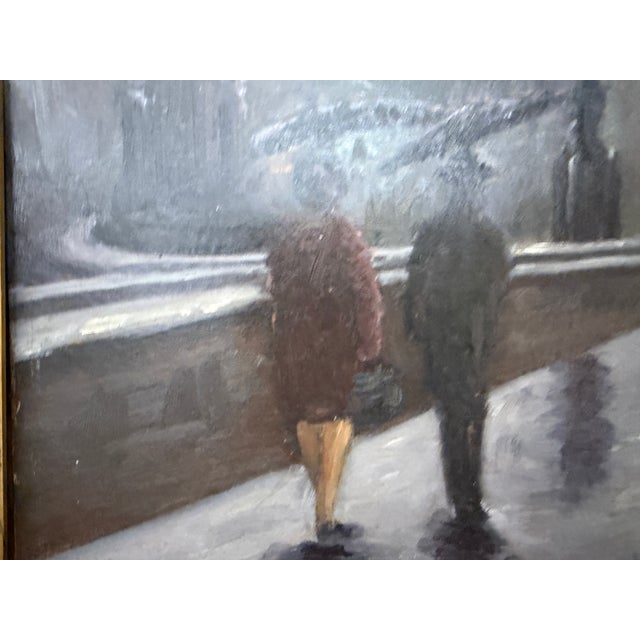 Mid 20th Century Signed Font - Boulevard in the Rain, Oil on Canvas For Sale In Washington DC - Image 6 of 13