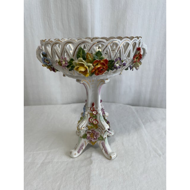 Antique Dresden Porcelain Compote For Sale - Image 9 of 9