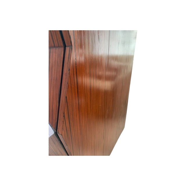 Late 20th Century Diamond Front Crushed Bamboo Dresser/ Chest With Rattan Wrapped Legs For Sale - Image 9 of 10